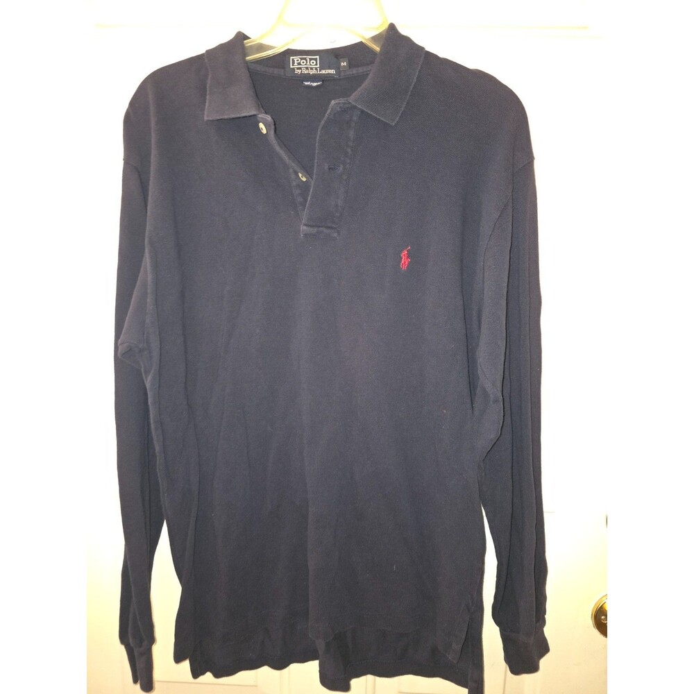 Polo Ralph Lauren Polo Shirt Mens M BLUE Long Sleeve Cotton "Harbour Town Golf L
